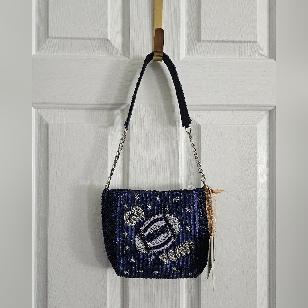 NWT Made In India 'Go Team' Beaded Bag/Purse